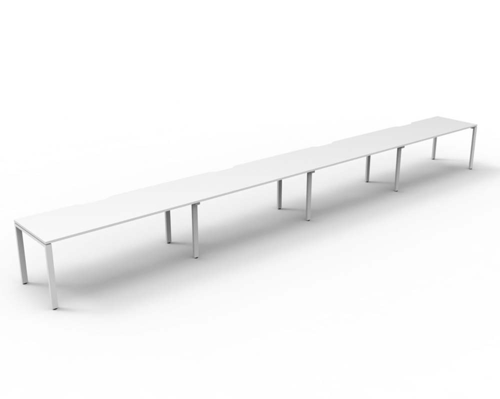 RAPID INFINITY DELUXE 4 PERSON PROFILE LEG SINGLE SIDED WORKSTATION 1800 X 750 X 730MM NATURAL WHITE TOP / WHITE FRAME