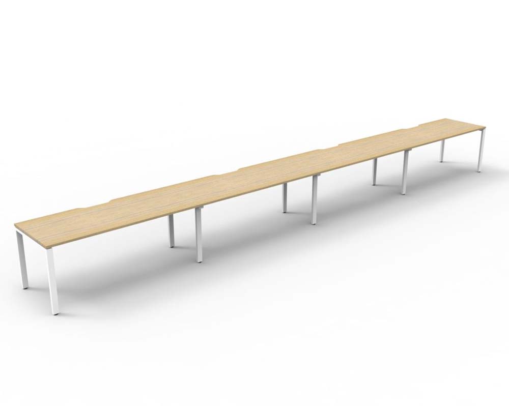RAPID INFINITY DELUXE 4 PERSON PROFILE LEG SINGLE SIDED WORKSTATION 1800 X 750 X 730MM NATURAL OAK TOP / WHITE FRAME