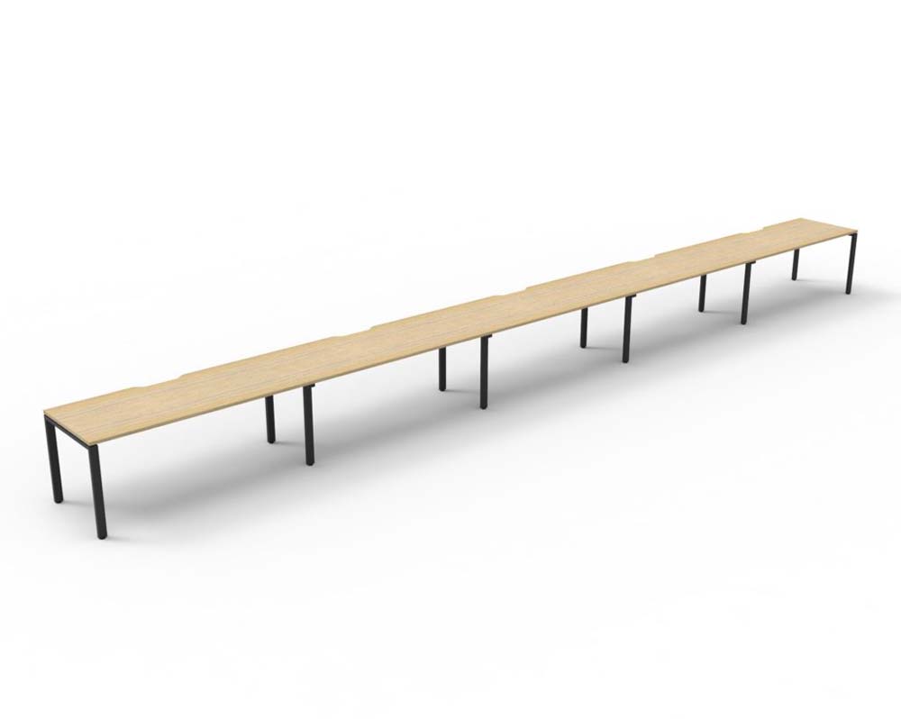 RAPID INFINITY DELUXE 5 PERSON PROFILE LEG SINGLE SIDED WORKSTATION 1500 X 750 X 730MM NATURAL OAK TOP / BLACK FRAME