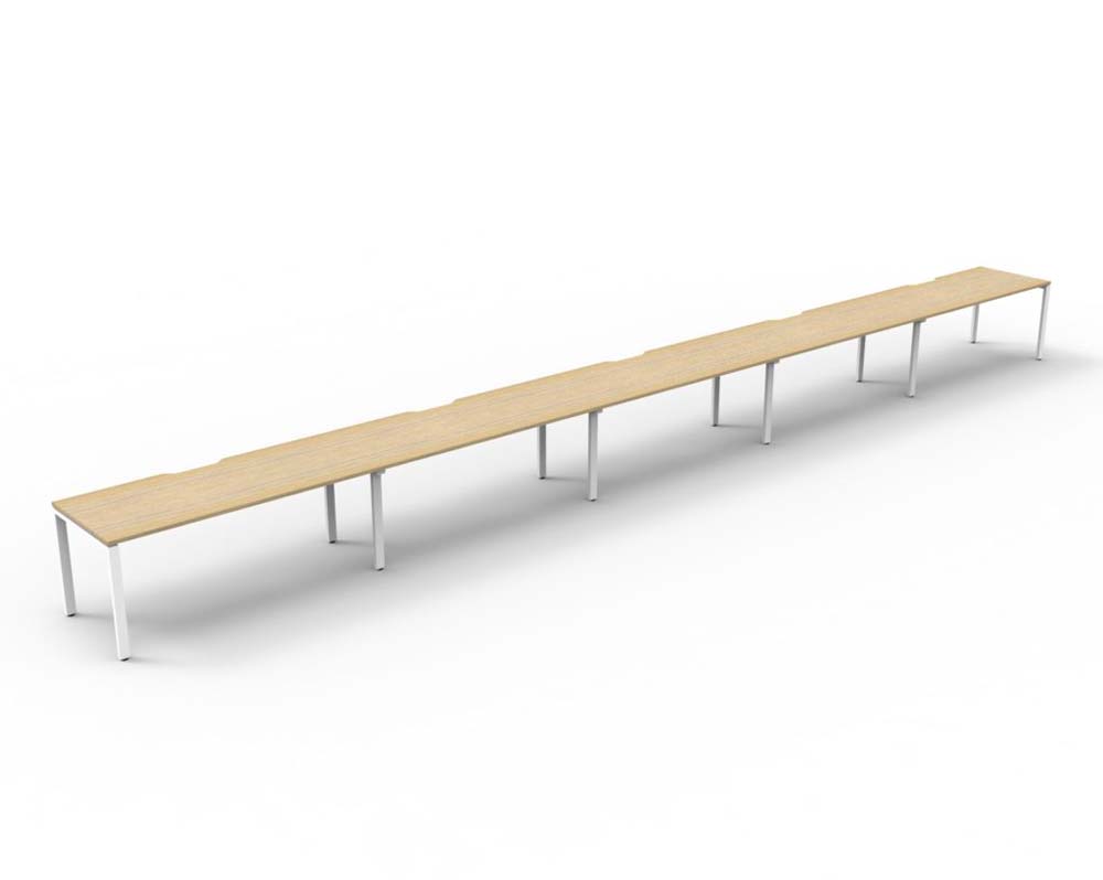 RAPID INFINITY DELUXE 5 PERSON PROFILE LEG SINGLE SIDED WORKSTATION 1800 X 750 X 730MM NATURAL OAK TOP / WHITE FRAME