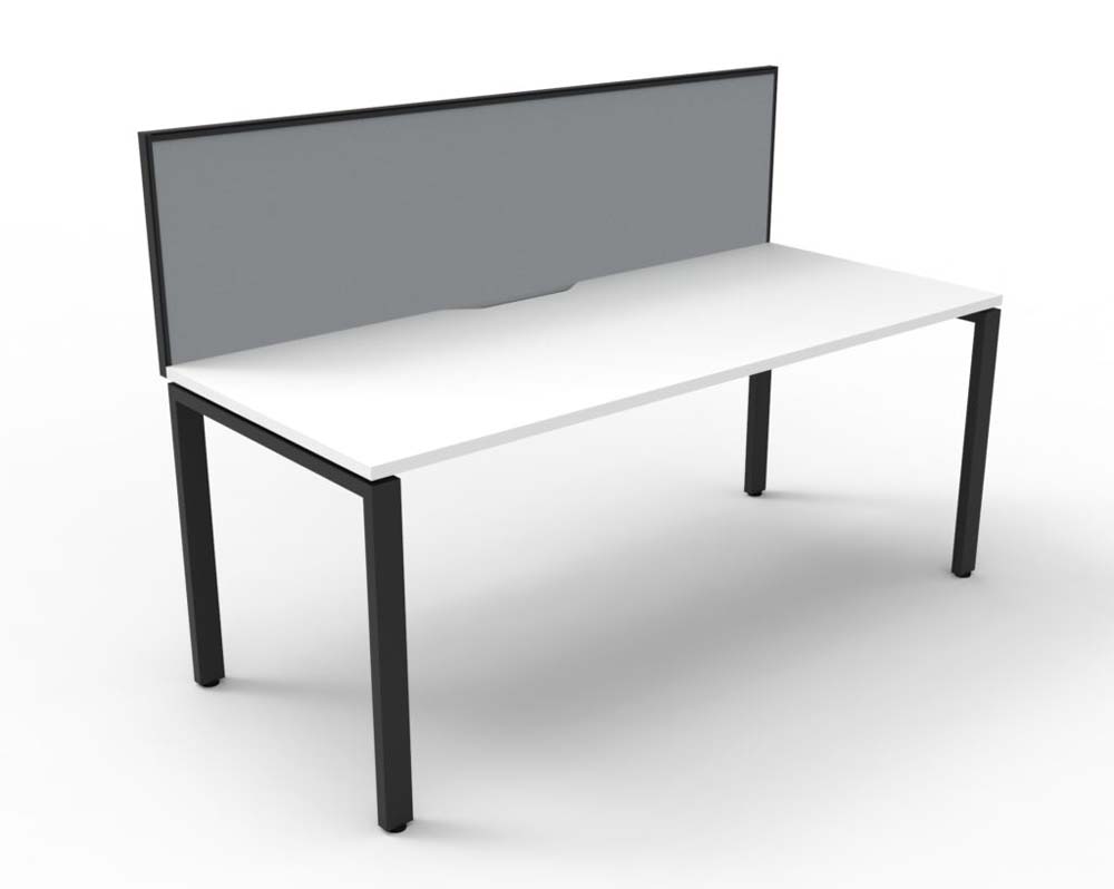 RAPID INFINITY DELUXE 1 PERSON PROFILE LEG SINGLE SIDED WORKSTATION 1200 X 750 X 730MM GREY SCREEN / NATURAL WHITE TOP / BLACK FRAME