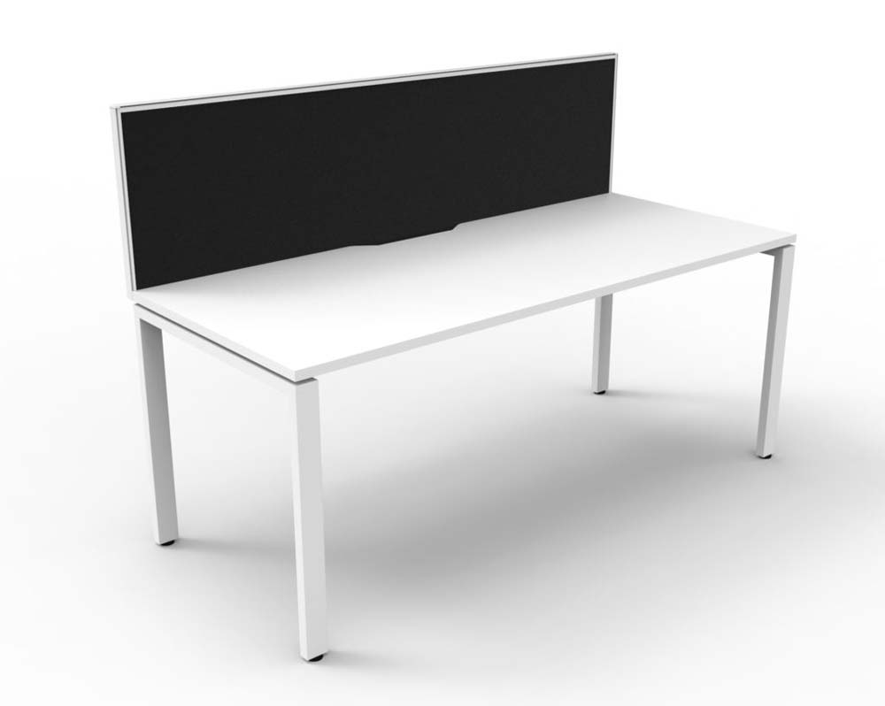 RAPID INFINITY DELUXE 1 PERSON PROFILE LEG SINGLE SIDED WORKSTATION 1800 X 750 X 730MM BLACK SCREEN / NATURAL WHITE TOP / WHITE FRAME