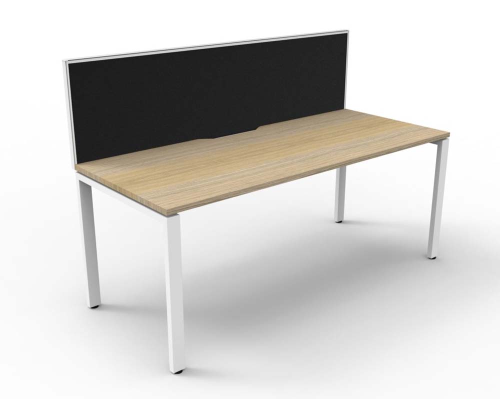 RAPID INFINITY DELUXE 1 PERSON PROFILE LEG SINGLE SIDED WORKSTATION 1800 X 750 X 730MM BLACK SCREEN / NATURAL OAK TOP / WHITE FRAME