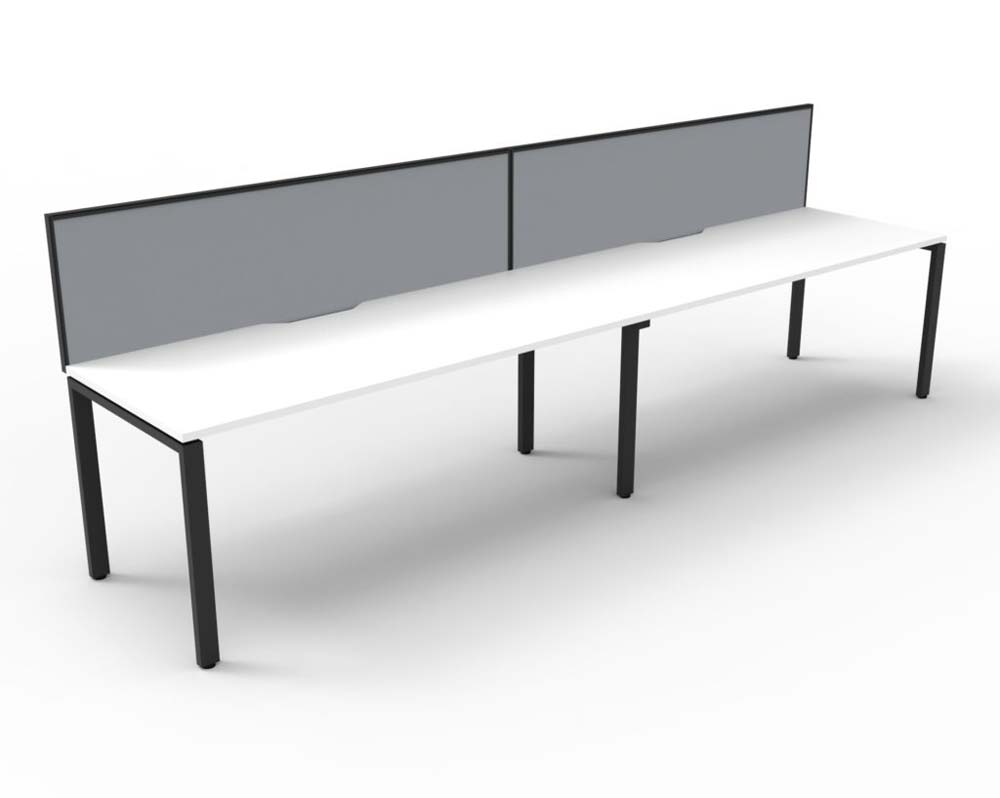 RAPID INFINITY DELUXE 2 PERSON PROFILE LEG SINGLE SIDED WORKSTATION 1200 X 750 X 730MM GREY SCREEN / NATURAL WHITE TOP / BLACK FRAME