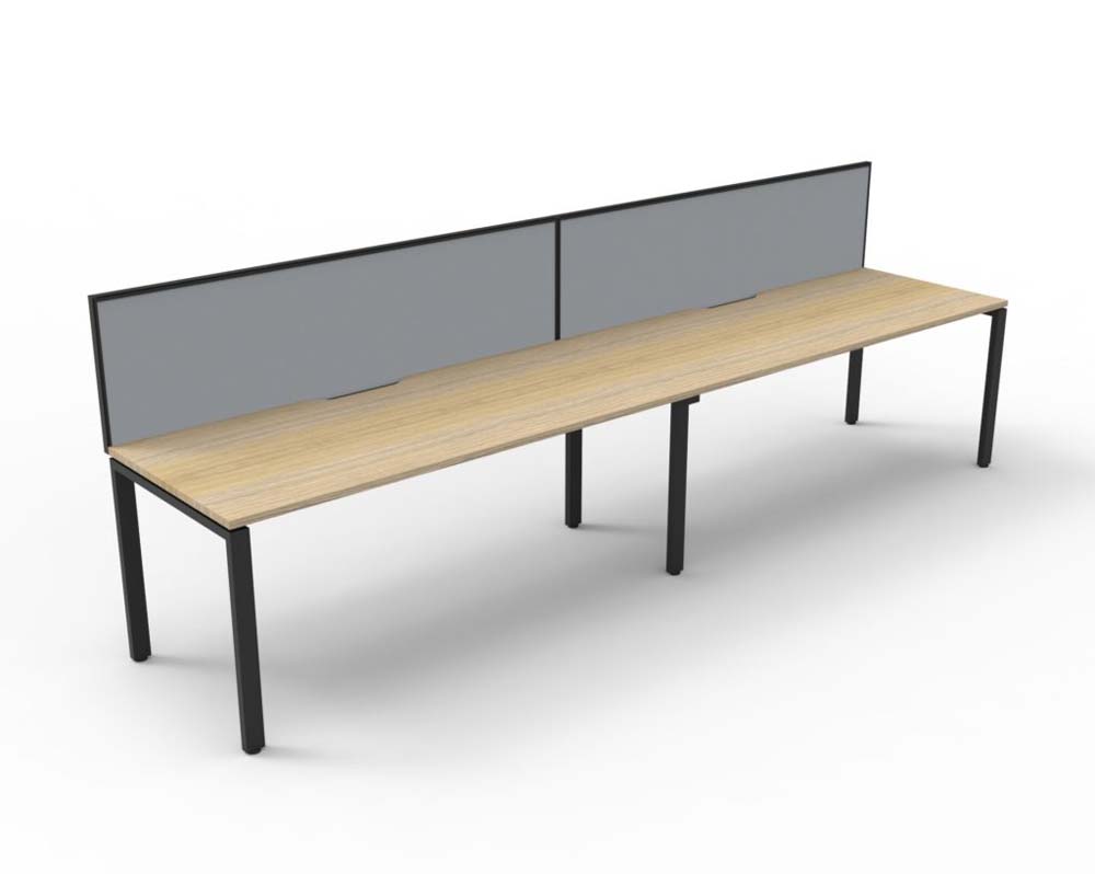 RAPID INFINITY DELUXE 2 PERSON PROFILE LEG SINGLE SIDED WORKSTATION 1200 X 750 X 730MM GREY SCREEN / NATURAL OAK TOP / BLACK FRAME