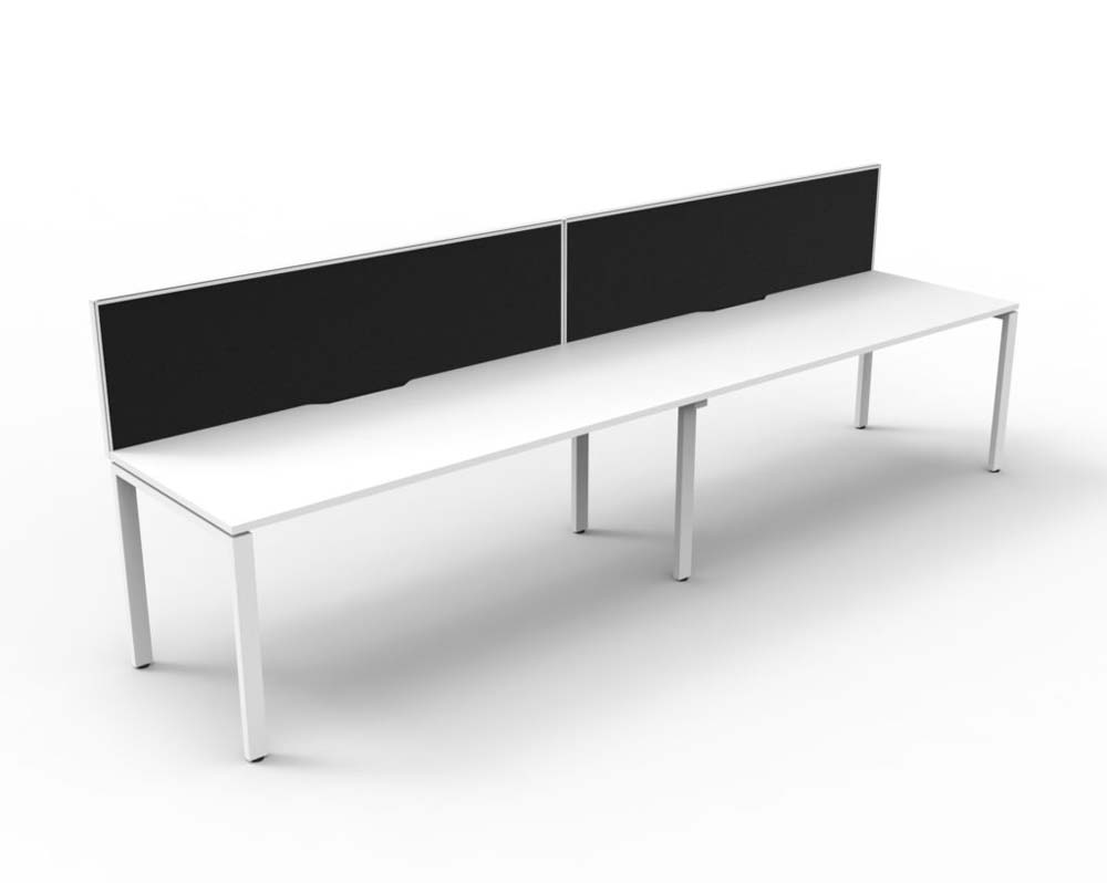 RAPID INFINITY DELUXE 2 PERSON PROFILE LEG SINGLE SIDED WORKSTATION 1500 X 750 X 730MM BLACK SCREEN / NATURAL WHITE TOP / WHITE FRAME