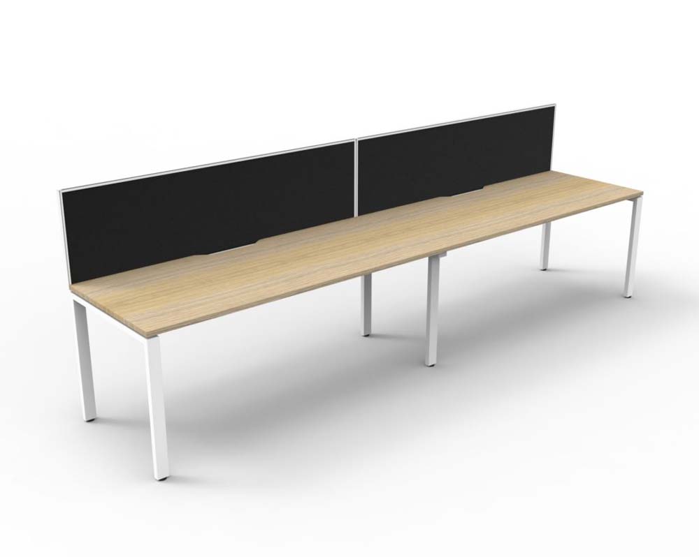RAPID INFINITY DELUXE 2 PERSON PROFILE LEG SINGLE SIDED WORKSTATION 1500 X 750 X 730MM BLACK SCREEN / NATURAL OAK TOP / WHITE FRAME