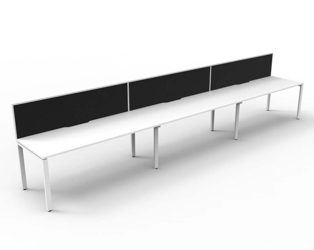 RAPID INFINITY DELUXE 3 PERSON PROFILE LEG SINGLE SIDED WORKSTATION 1200 X 750 X 730MM BLACK SCREEN / NATURAL WHITE TOP / WHITE FRAME