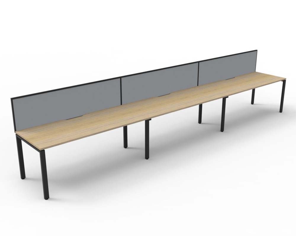 RAPID INFINITY DELUXE 3 PERSON PROFILE LEG SINGLE SIDED WORKSTATION 1200 X 750 X 730MM GREY SCREEN / NATURAL OAK TOP / BLACK FRAME