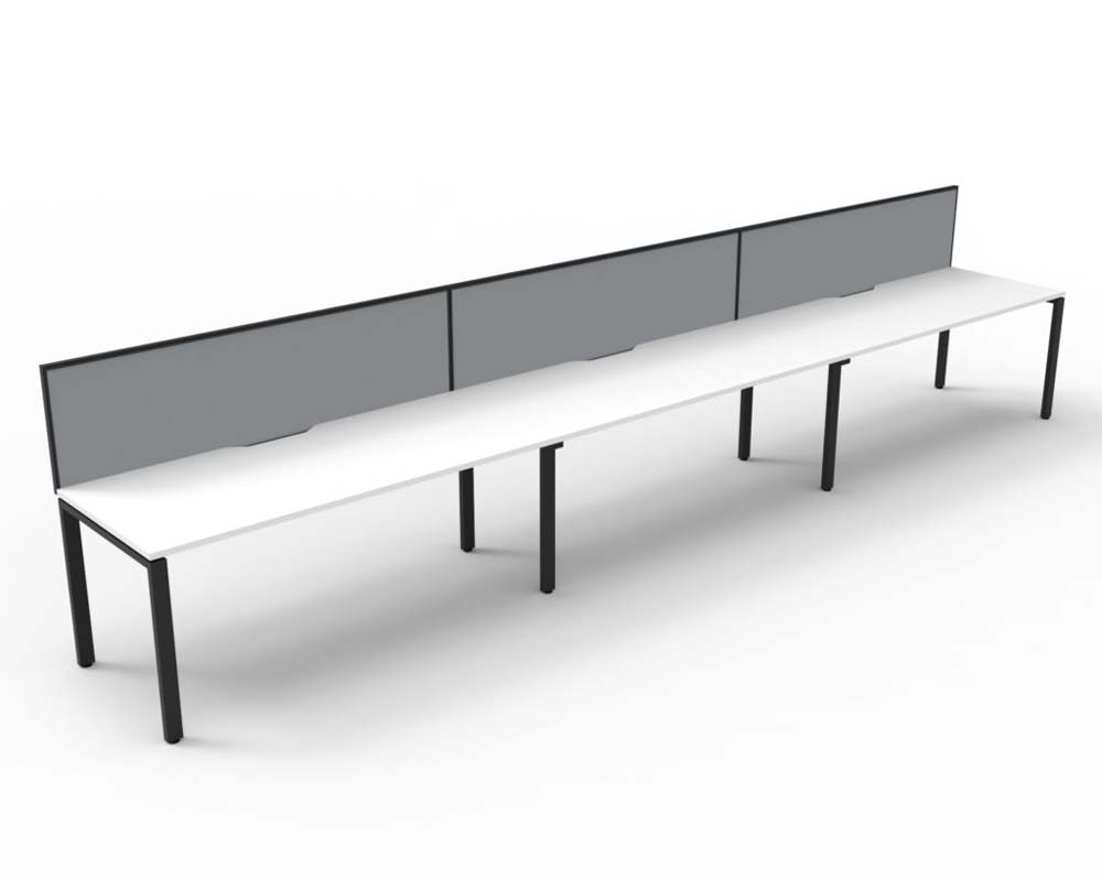 RAPID INFINITY DELUXE 3 PERSON PROFILE LEG SINGLE SIDED WORKSTATION 1500 X 750 X 730MM GREY SCREEN / NATURAL WHITE TOP / BLACK FRAME
