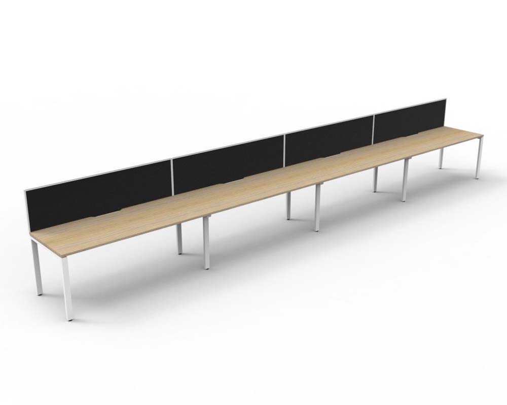 RAPID INFINITY DELUXE 4 PERSON PROFILE LEG SINGLE SIDED WORKSTATION 1200 X 750 X 730MM BLACK SCREEN / NATURAL OAK TOP / WHITE FRAME
