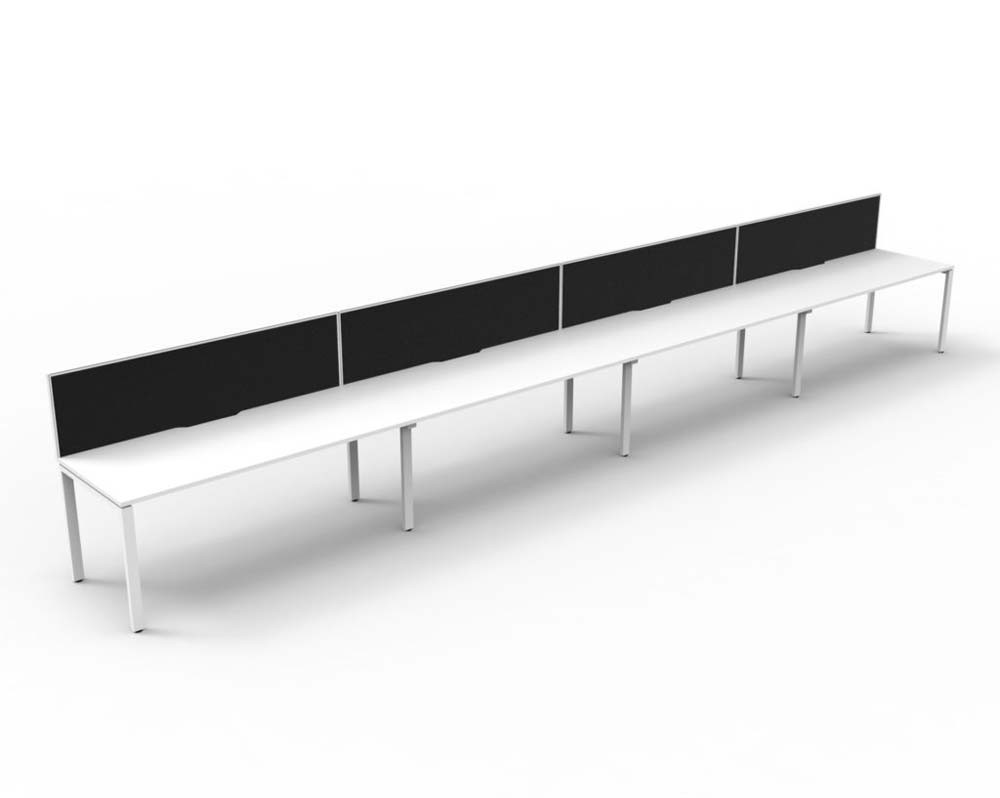 RAPID INFINITY DELUXE 4 PERSON PROFILE LEG SINGLE SIDED WORKSTATION 1500 X 750 X 730MM BLACK SCREEN / NATURAL WHITE TOP / WHITE FRAME