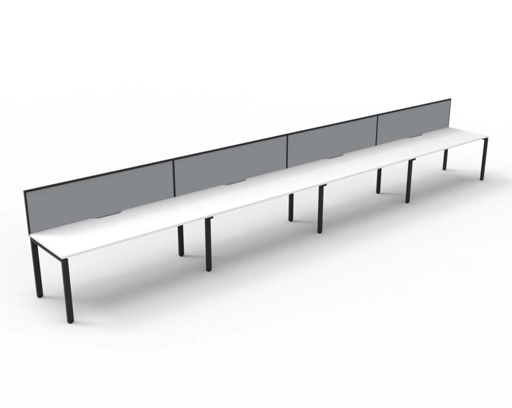 RAPID INFINITY DELUXE 4 PERSON PROFILE LEG SINGLE SIDED WORKSTATION 1800 X 750 X 730MM GREY SCREEN / NATURAL WHITE TOP / BLACK FRAME