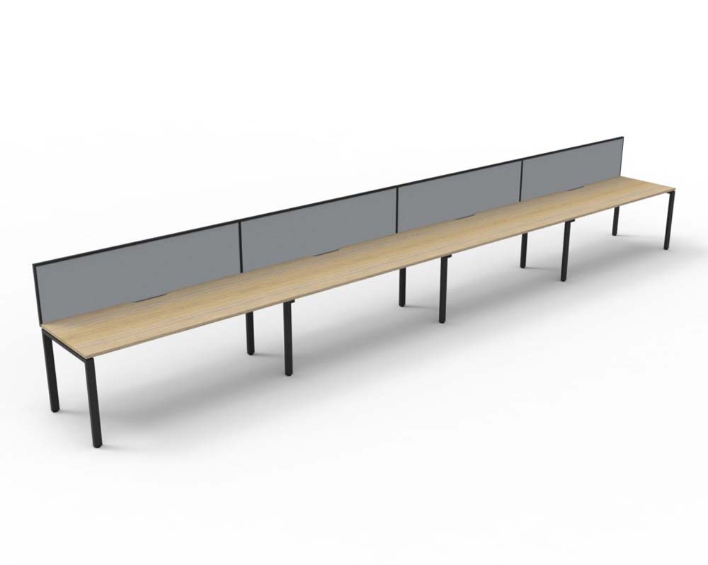 RAPID INFINITY DELUXE 4 PERSON PROFILE LEG SINGLE SIDED WORKSTATION 1800 X 750 X 730MM GREY SCREEN / NATURAL OAK TOP / BLACK FRAME