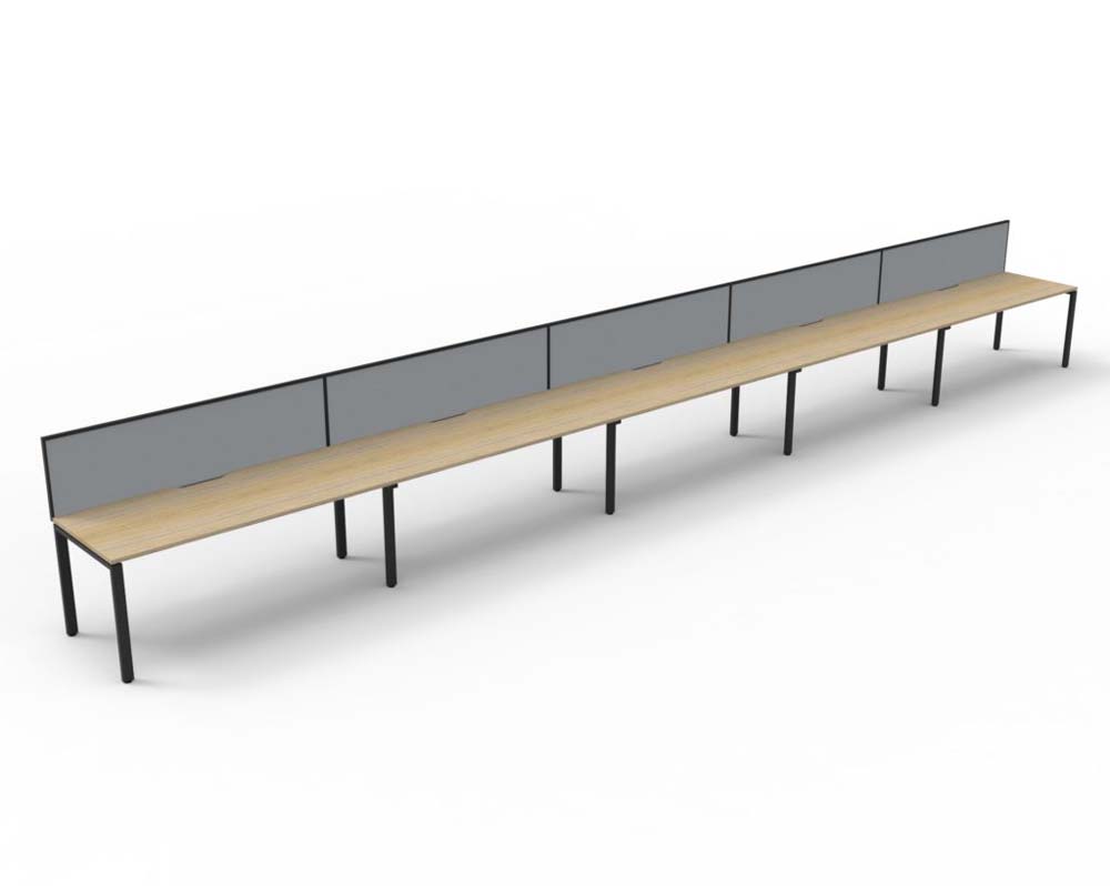 RAPID INFINITY DELUXE 5 PERSON PROFILE LEG SINGLE SIDED WORKSTATION 1200 X 750 X 730MM GREY SCREEN / NATURAL OAK TOP / BLACK FRAME
