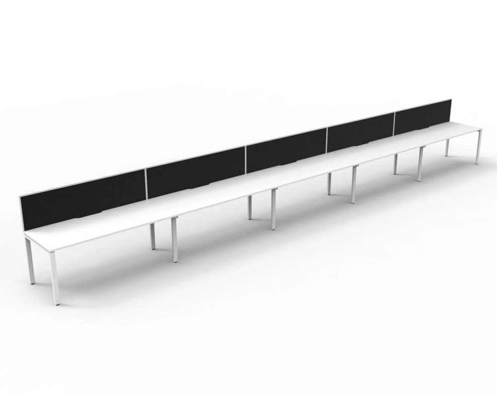 RAPID INFINITY DELUXE 5 PERSON PROFILE LEG SINGLE SIDED WORKSTATION 1800 X 750 X 730MM BLACK SCREEN / NATURAL WHITE TOP / WHITE FRAME