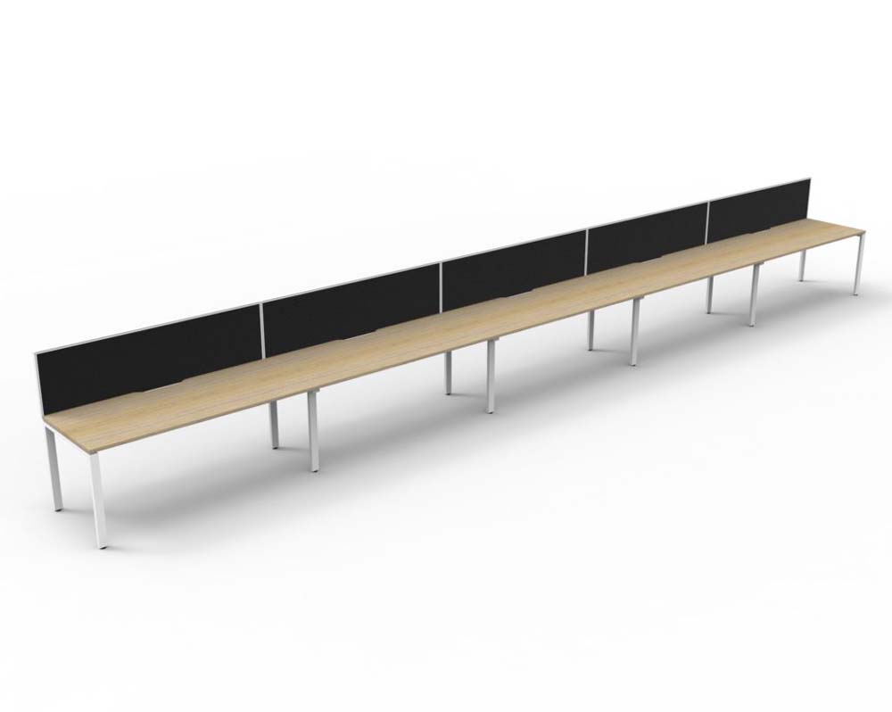 RAPID INFINITY DELUXE 5 PERSON PROFILE LEG SINGLE SIDED WORKSTATION 1800 X 750 X 730MM BLACK SCREEN / NATURAL OAK TOP / WHITE FRAME
