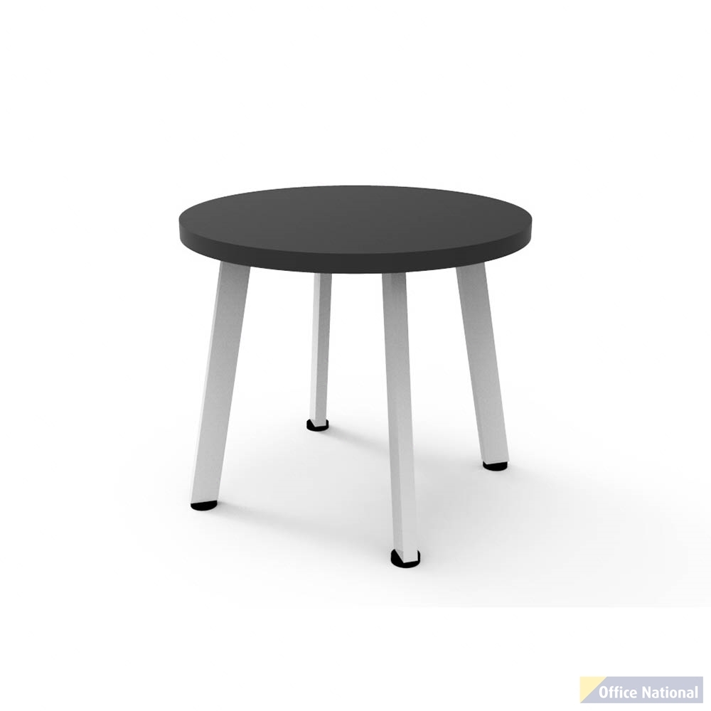 RAPIDLINE ETERNITY ROUND COFFEE TABLE 500 X 450MM BLACK TOP AND WHITE P/C FRAME