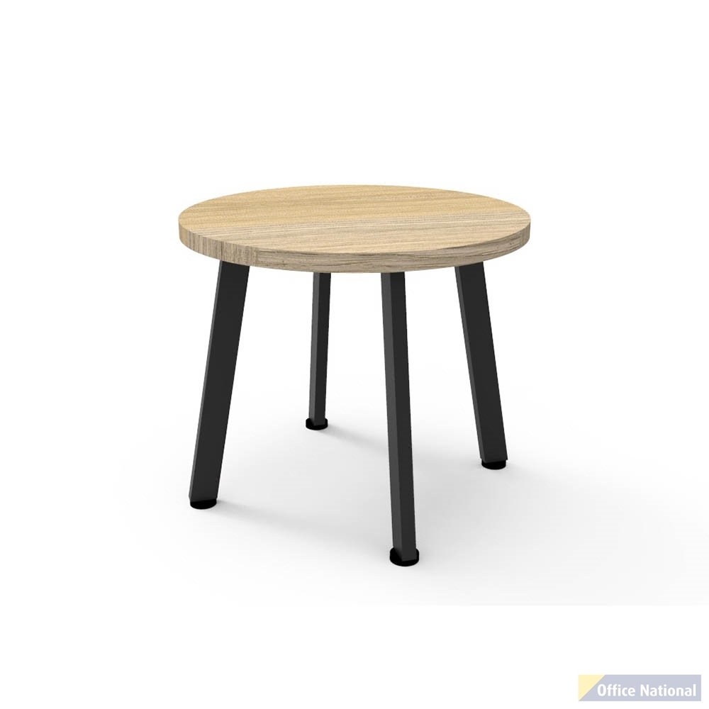 RAPIDLINE ETERNITY ROUND COFFEE TABLE 500 X 450MM NATURAL OAK TOP AND BLACK P/C FRAME