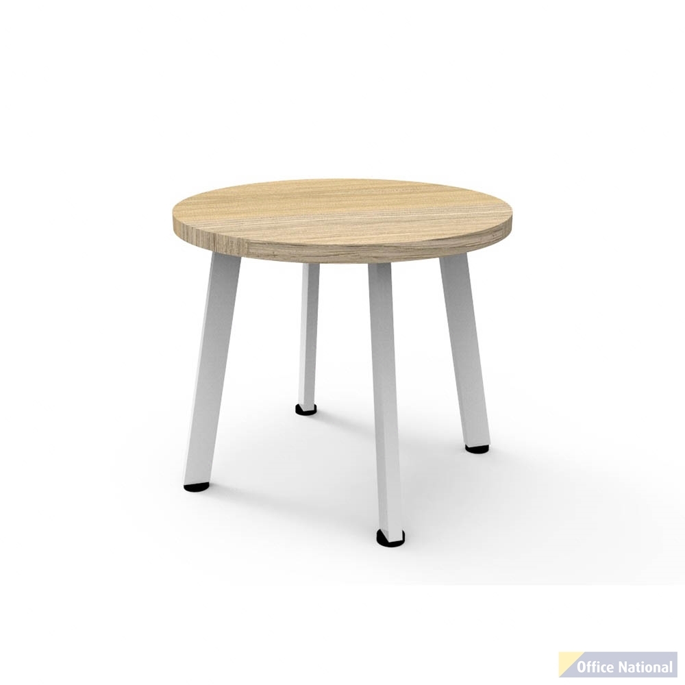 RAPIDLINE ETERNITY ROUND COFFEE TABLE 500 X 450MM NATURAL OAK TOP AND WHITE P/C FRAME
