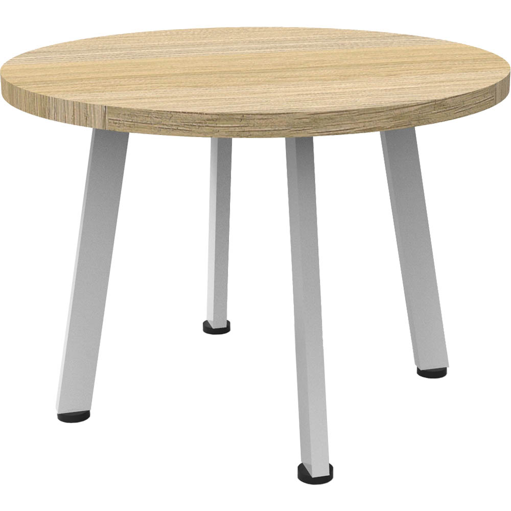 RAPIDLINE ETERNITY COFFEE TABLE 600MM DIA NATURAL OAK/WHITE SATIN