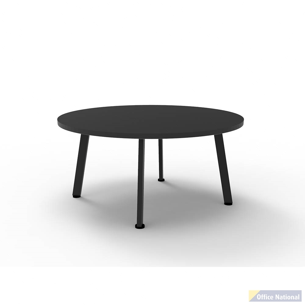 RAPIDLINE ETERNITY ROUND COFFEE TABLE 900 X 450MM BLACK TOP AND BLACK P/C FRAME