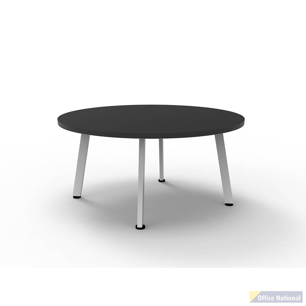 RAPIDLINE ETERNITY ROUND COFFEE TABLE 900 X 450MM BLACK TOP AND WHITE P/C FRAME
