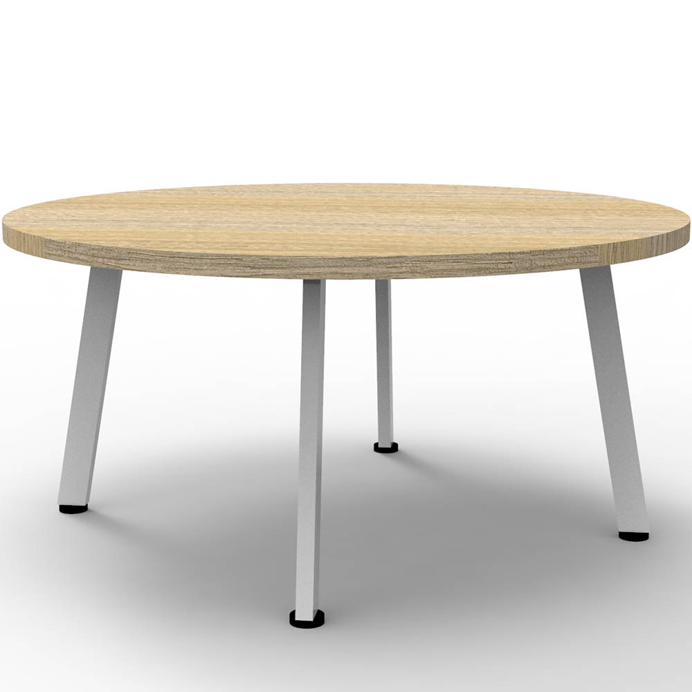 RAPIDLINE ETERNITY COFFEE TABLE 900MM DIA NATURAL OAK/WHITE SATIN