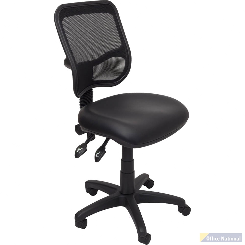 RAPIDLINE EM300 OPERATOR CHAIR MEDIUM MESH BACK PU BLACK