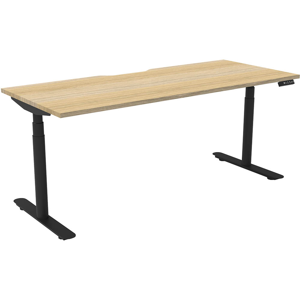 RAPIDLINE HALO PLUS SINGLE SIDED WORKSTATION 1800MM NATURAL OAK TOP / BLACK FRAME