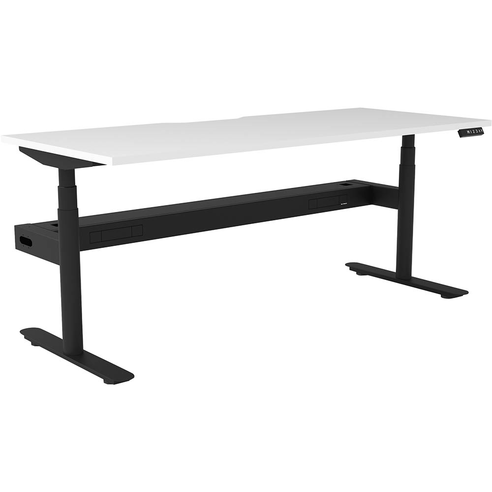 RAPIDLINE HALO PLUS SINGLE SIDED WORKSTATION WITH CABLE TRAY 1500MM NATURAL WHITE TOP / BLACK FRAME