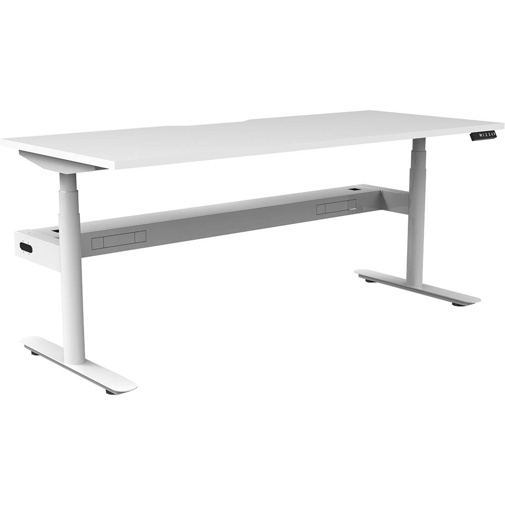 RAPIDLINE HALO PLUS SINGLE SIDED WORKSTATION WITH CABLE TRAY 1500MM NATURAL WHITE TOP / WHITE FRAME