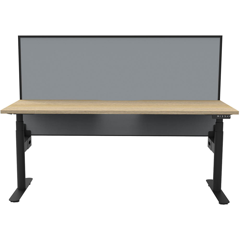 RAPIDLINE HALO PLUS SINGLE SIDED WORKSTATION WITH SCREEN 1200MM NATURAL OAK TOP / BLACK FRAME / GREY SCREEN