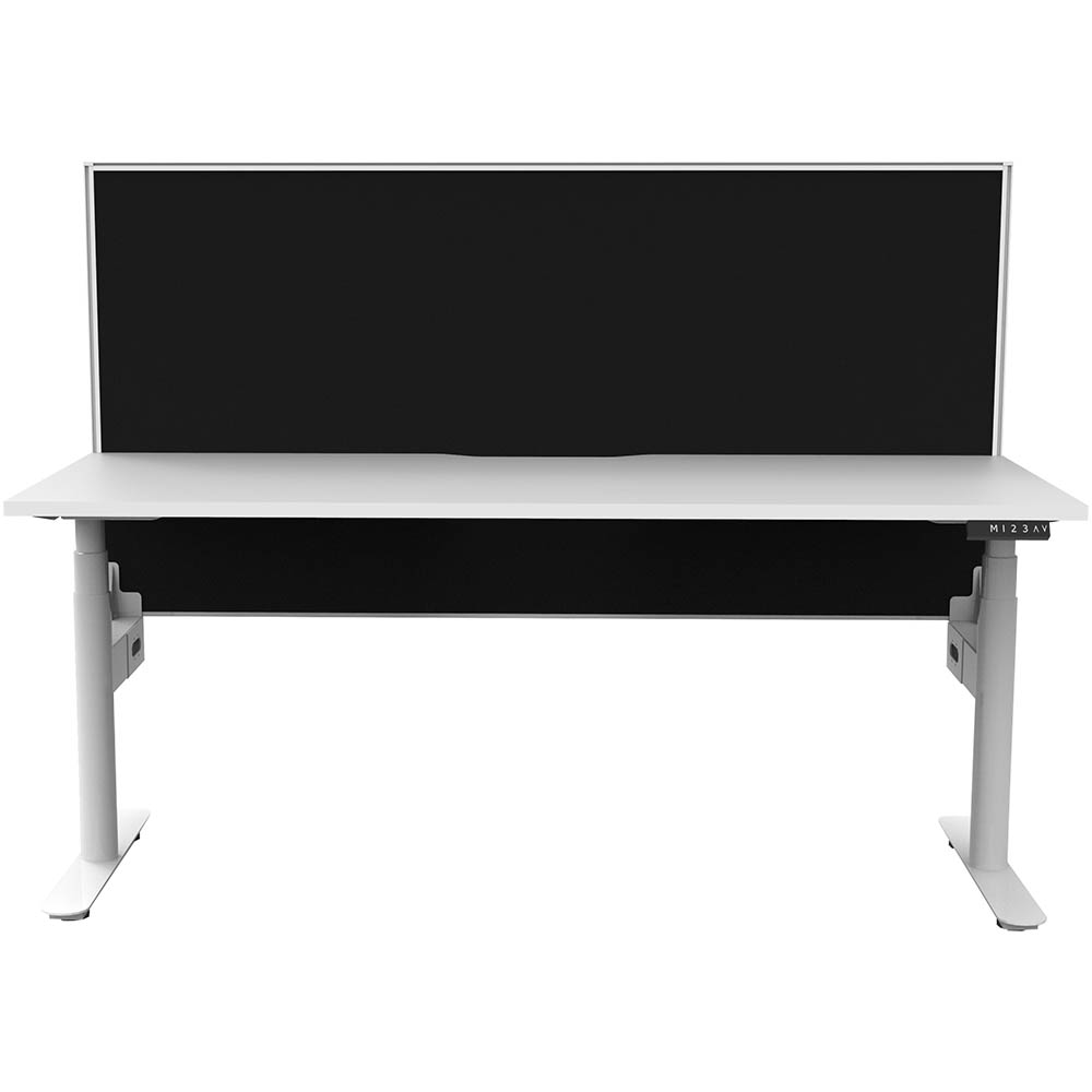 RAPIDLINE HALO PLUS SINGLE SIDED WORKSTATION WITH SCREEN 1500MM NATURAL WHITE TOP / WHITE FRAME / BLACK SCREEN