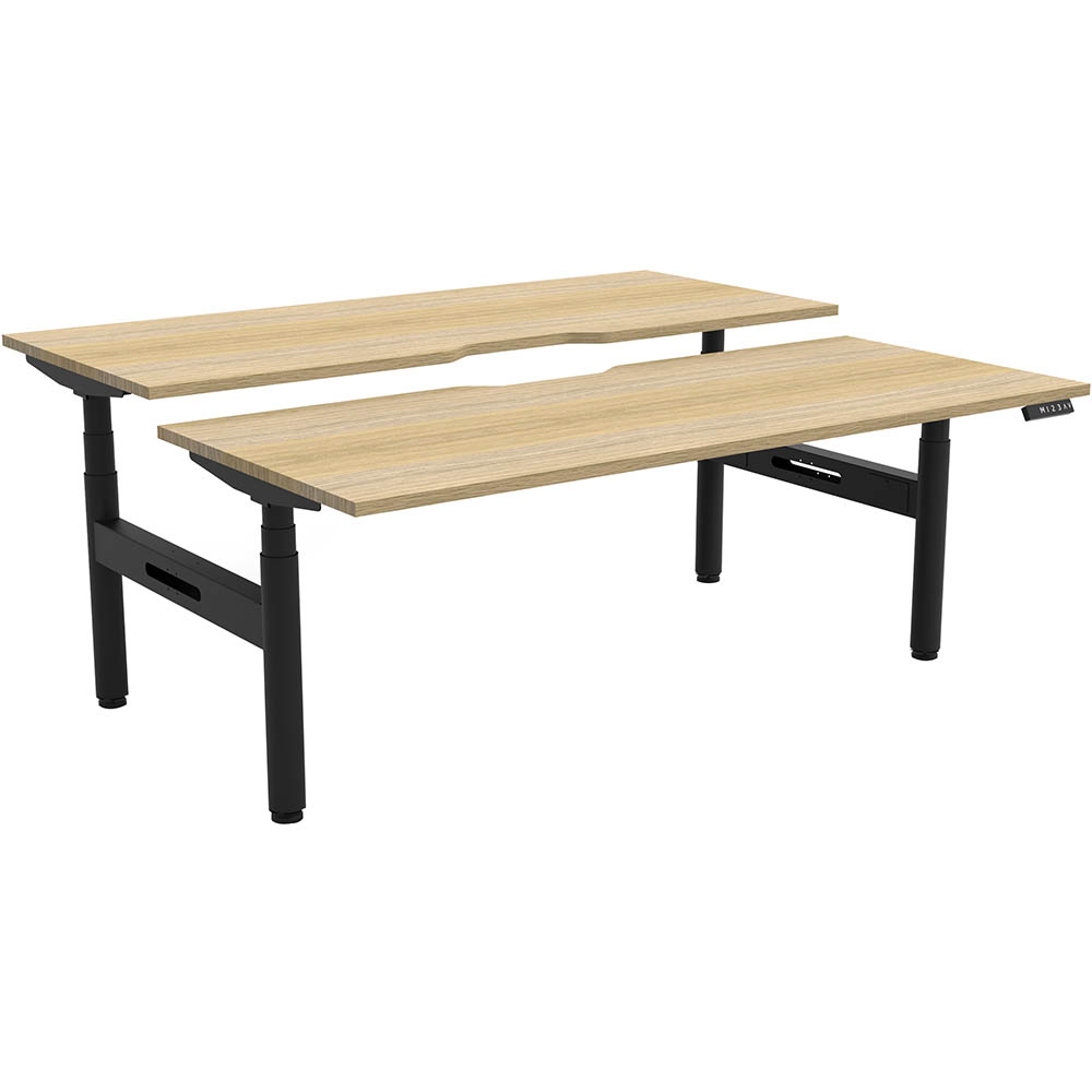 RAPIDLINE HALO PLUS DOUBLE SIDED WORKSTATION 1200MM NATURAL OAK TOP / BLACK FRAME