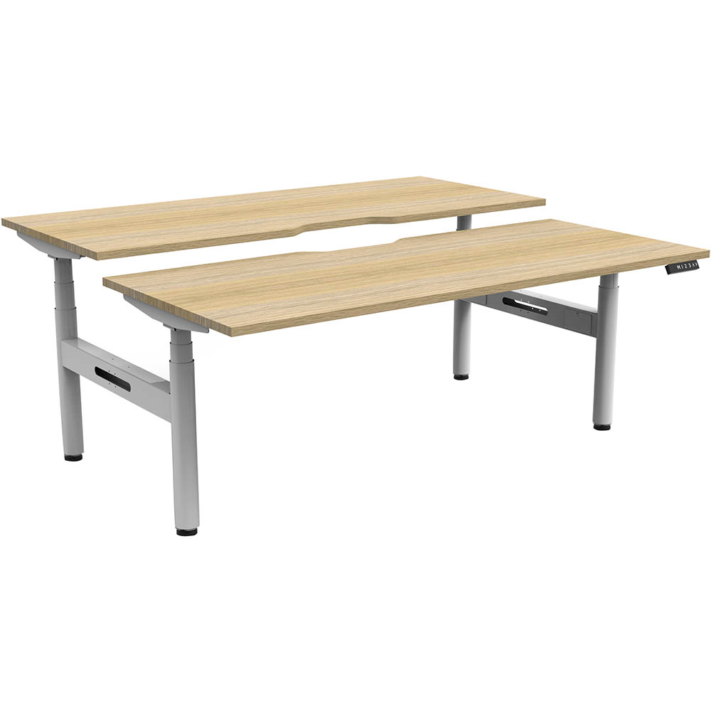 RAPIDLINE HALO PLUS DOUBLE SIDED WORKSTATION 1500MM NATURAL OAK TOP / WHITE FRAME