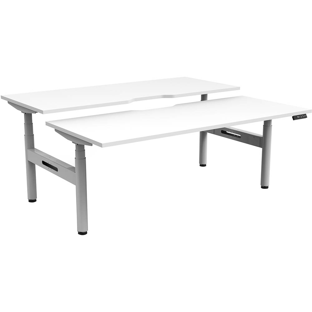 RAPIDLINE HALO PLUS DOUBLE SIDED WORKSTATION 1500MM NATURAL WHITE TOP / WHITE FRAME