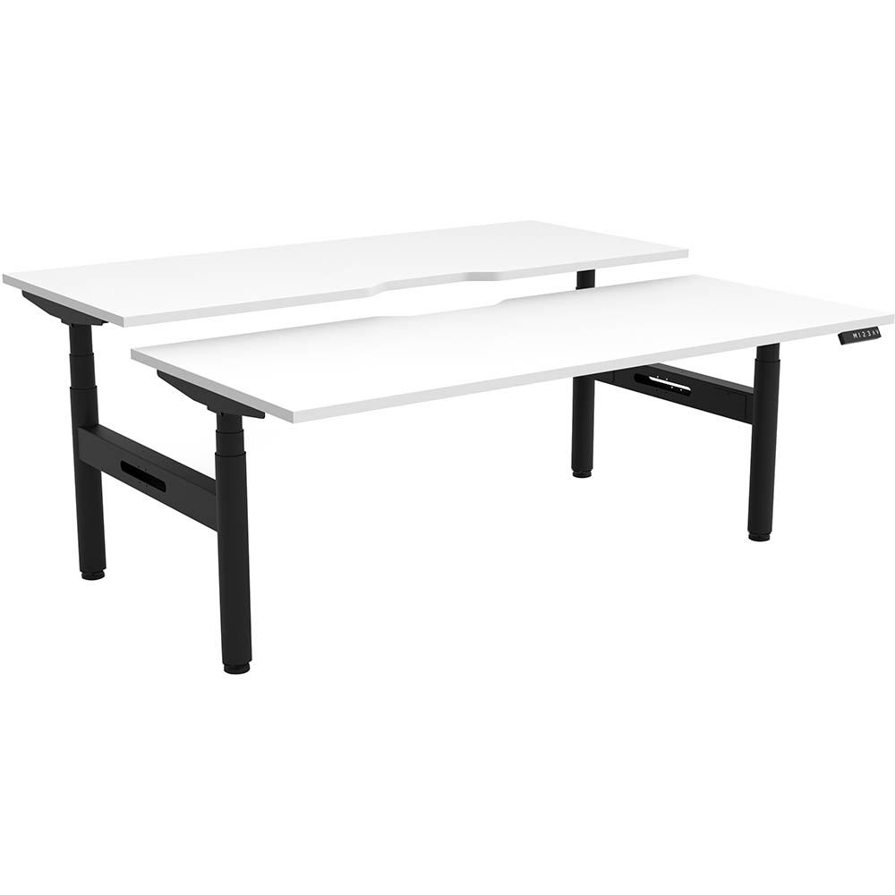 RAPIDLINE HALO PLUS DOUBLE SIDED WORKSTATION 1800MM NATURAL WHITE TOP / BLACK FRAME