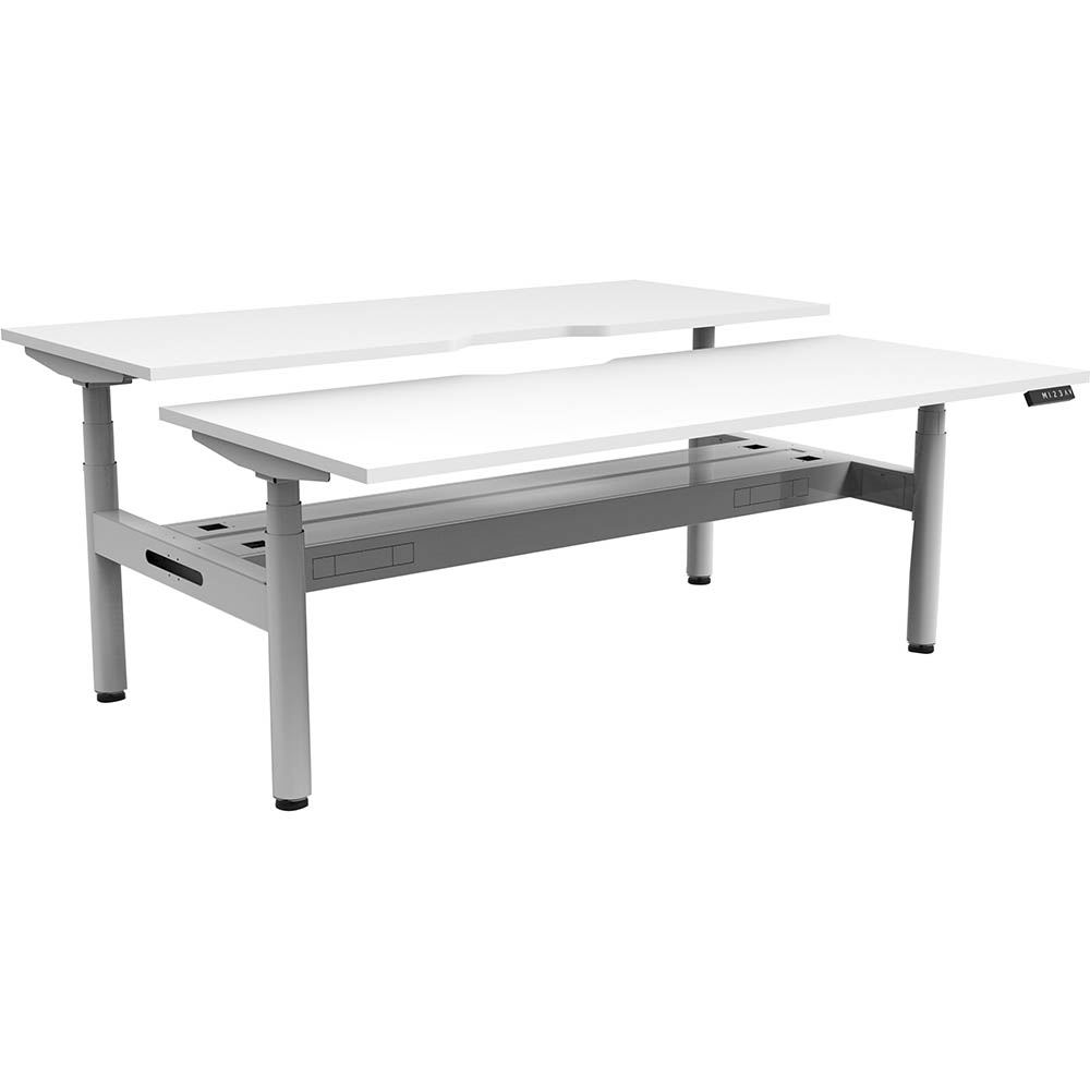 RAPIDLINE HALO PLUS DOUBLE SIDED WORKSTATION WITH CABLE TRAY 1200MM NATURAL WHITE TOP / WHITE FRAME