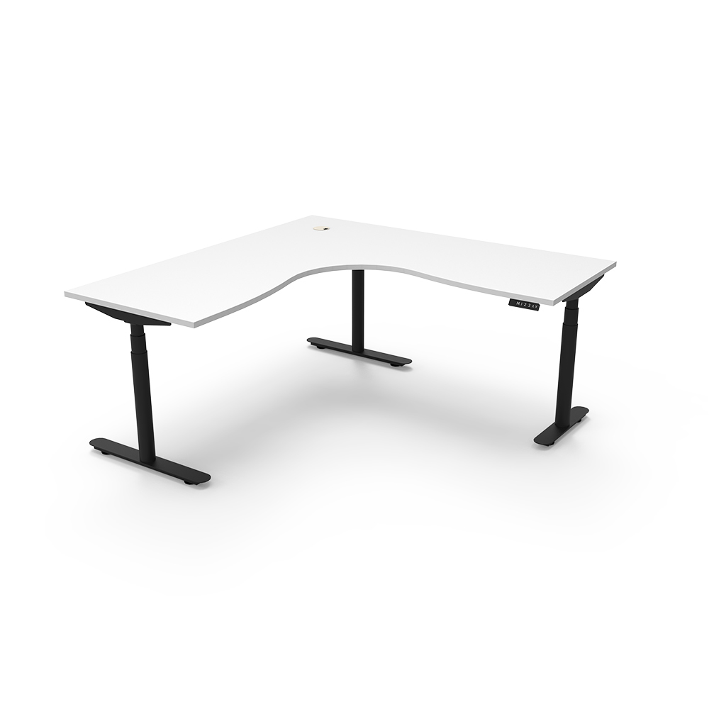 RAPIDLINE HALO PLUS CORNER WORKSTATION 1500 X 1500MM NATURAL WHITE TOP / BLACK FRAME
