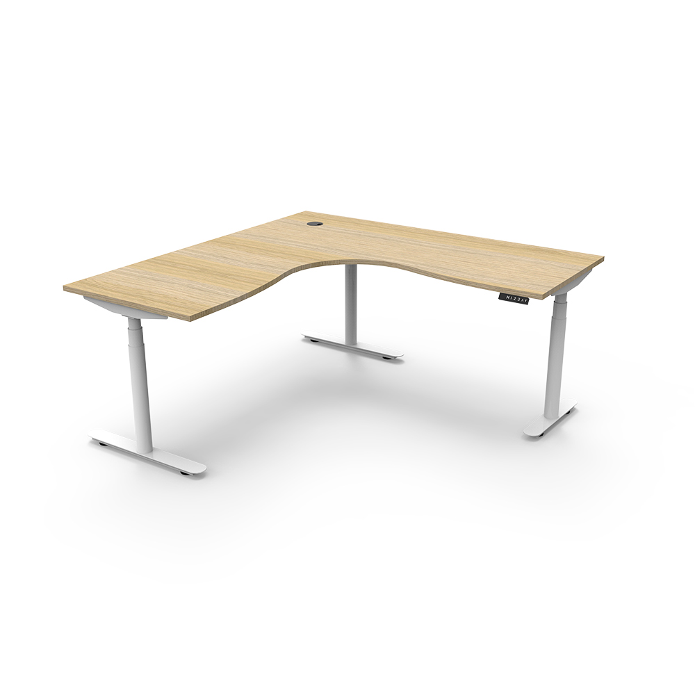 RAPIDLINE HALO PLUS CORNER WORKSTATION 1800 X 1500MM NATURAL OAK TOP / WHITE FRAME