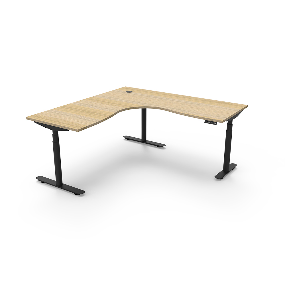 RAPIDLINE HALO PLUS CORNER WORKSTATION 1800 X 1800MM NATURAL OAK TOP / BLACK FRAME