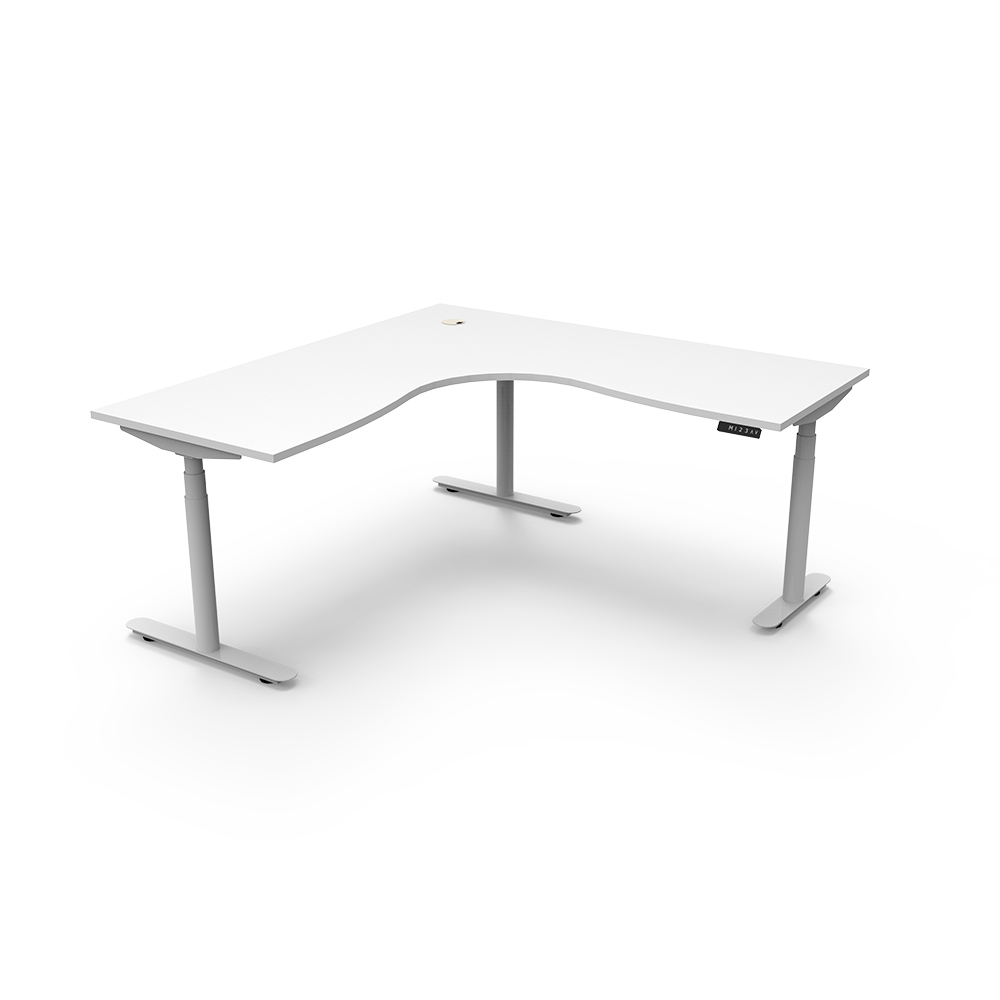 RAPIDLINE HALO PLUS CORNER WORKSTATION 1800 X 1800MM NATURAL WHITE TOP / WHITE FRAME