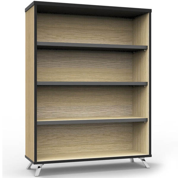 RAPID INFINITY BOOKCASE 1200 X 900 X 315MM NATURAL OAK LAMINATE BLACK EDGING