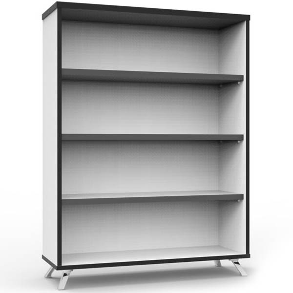 RAPID INFINITY BOOKCASE 1200 X 900 X 315MM NATURAL WHITE LAMINATE BLACK EDGING