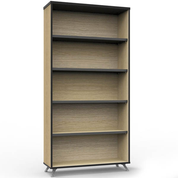 RAPID INFINITY BOOKCASE 1800 X 900 X 315MM NATURAL OAK LAMINATE BLACK EDGING