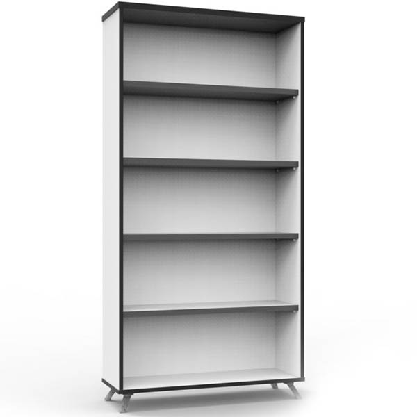 RAPID INFINITY BOOKCASE 1800 X 900 X 315MM NATURAL WHITE LAMINATE BLACK EDGING