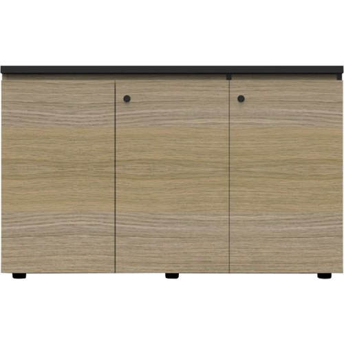 RAPID INFINITY DELUXE 3 SWING DOOR CUPBOARD 1500 X 450 X 730MM NATURAL OAK LAMINATE BLACK RIGID EDGING