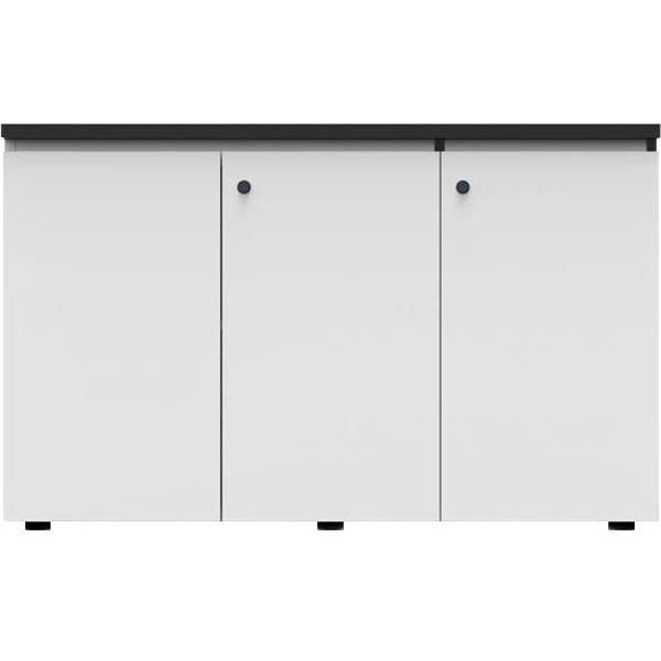 RAPID INFINITY DELUXE 3 SWING DOOR CUPBOARD 1500 X 450 X 730MM NATURAL WHITE LAMINATE BLACK RIGID EDGING