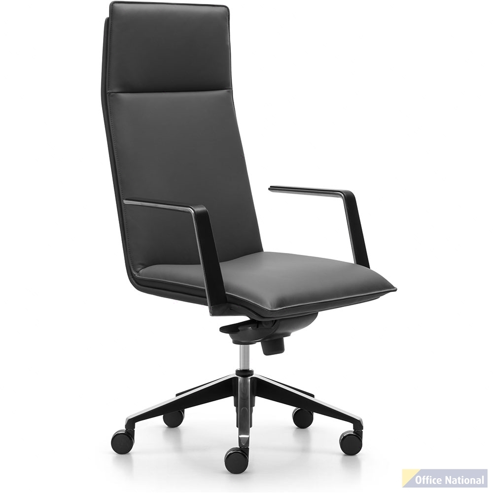 RAPIDLINE MIRAGE HIGH BACK CHAIR GENUINE BLACK LEATHER